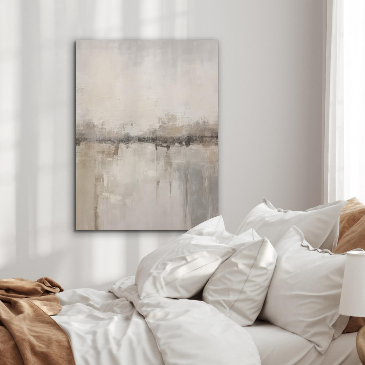 AKUSTIKPANEEL Moderne Kunst - Abstrakt - Beige 60x80 cm - Beige, Textil (60/0.9/80cm) - MuchoWow