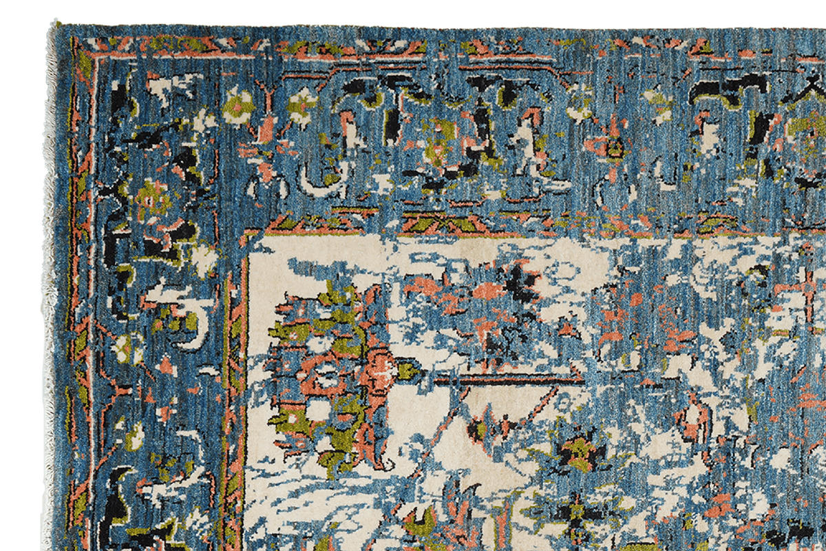 GABBEH-TEPPICH handgeknüpft Rizbaf Blau 205/155 cm Schurwolle - Blau, Textil (155/205cm) - Looma