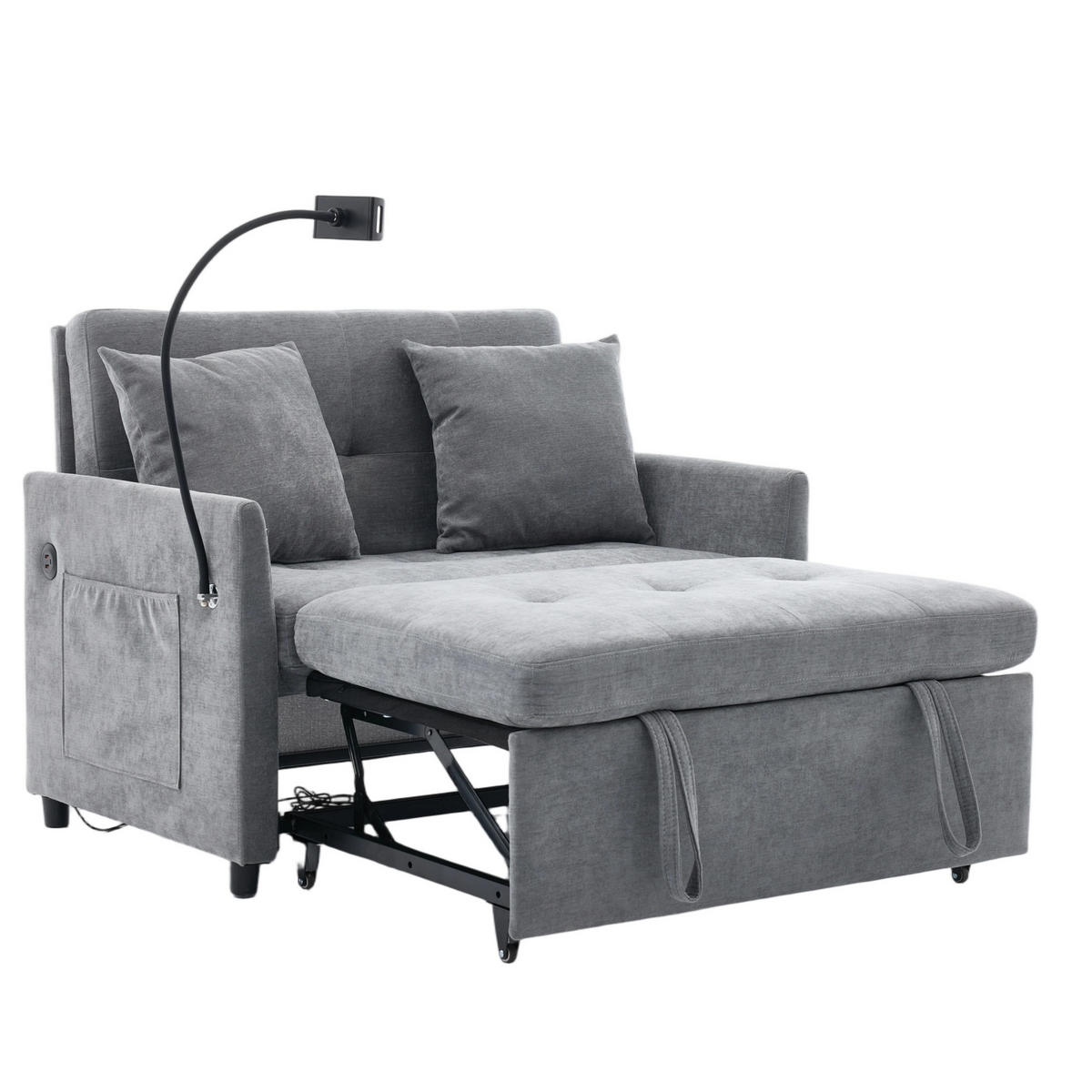SCHLAFSESSEL DE-35222 mit USB und Tablethalter Grau - Grau, Metall (72/83.5/109cm) - ComfortXL