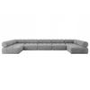 WOHNLANDSCHAFT modulares Sofa Garvo-U3 - 475x190x70 cm Hellgrau Velours - Hellgrau, Holzwerkstoff/Textil (475/70/190cm) - ALTDECOR