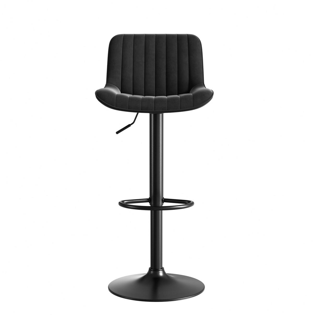 BARSTUHL drehbar höhenverstellbar 87-109 cm Samt Schwarz 2er-Set - Schwarz, Metall (46/86/47.1cm) - Meubliv