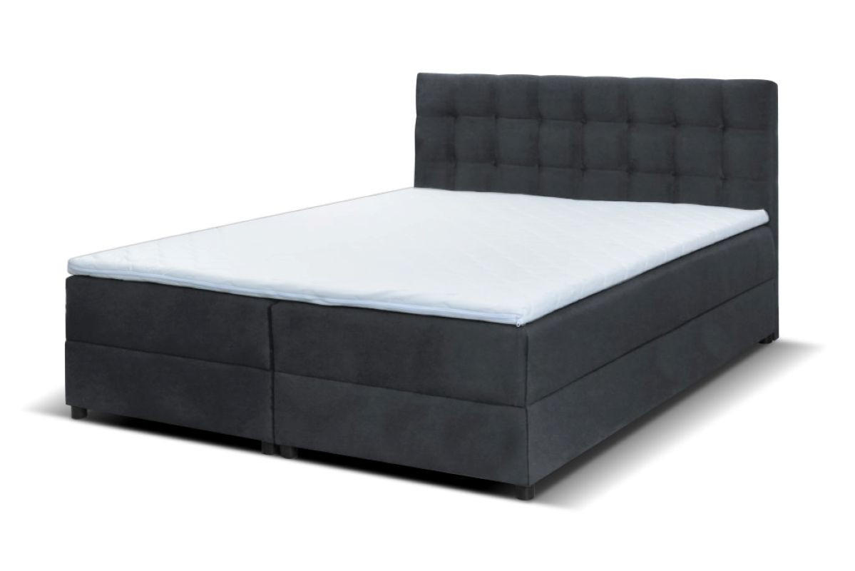 BOXBETT Malmo 140x200 cm mit Topper, zwei Bettkästen und Matratze, grau - Grau, Kunststoff (140/200cm) - Margaret Hadas24