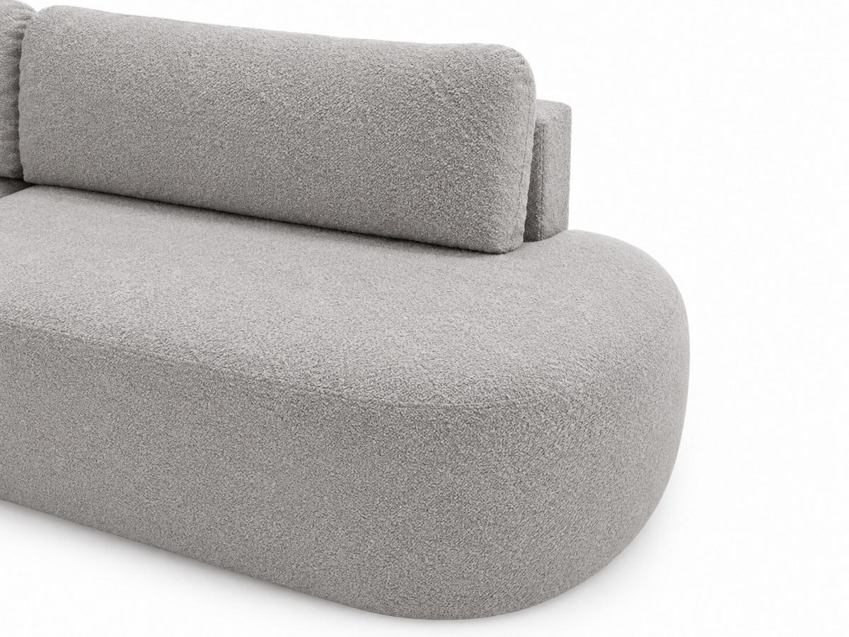 ECKSOFA Aurio O Bouclé-Stoff Grau Links - Grau, Holz/Textil (271/177cm) - Graingold