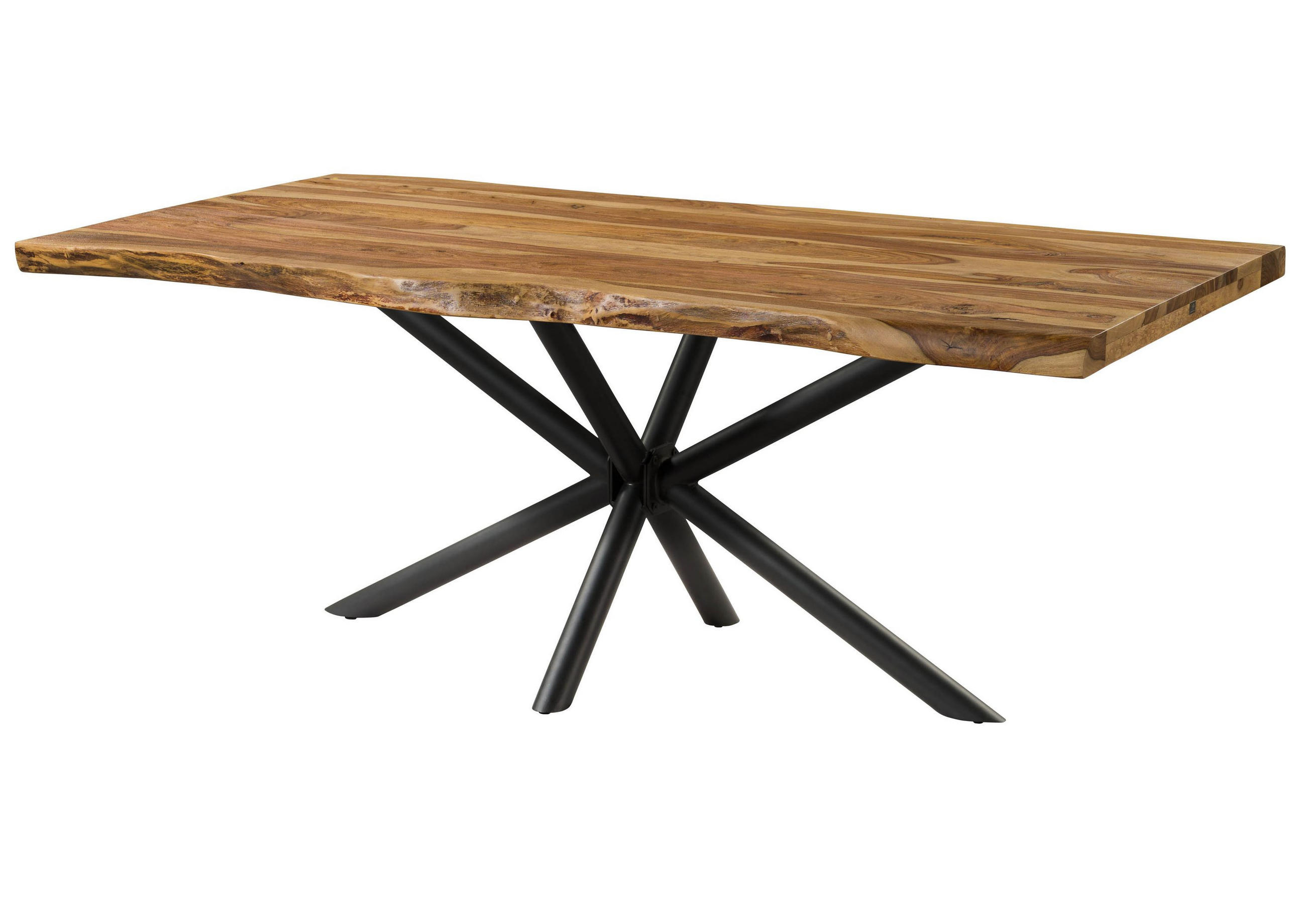 BAUMTISCH Sheesham 180x90x76 natur sandgestrahlt / Kreuzgestell anthrazit matt FREEFORM 5 - Braun, Holz (90/180/76cm) - Massivmoebel24