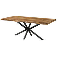 BAUMTISCH Sheesham 180x90x76 natur sandgestrahlt / Kreuzgestell anthrazit matt FREEFORM 5 - Braun, Holz (90/180/76cm) - Massivmoebel24