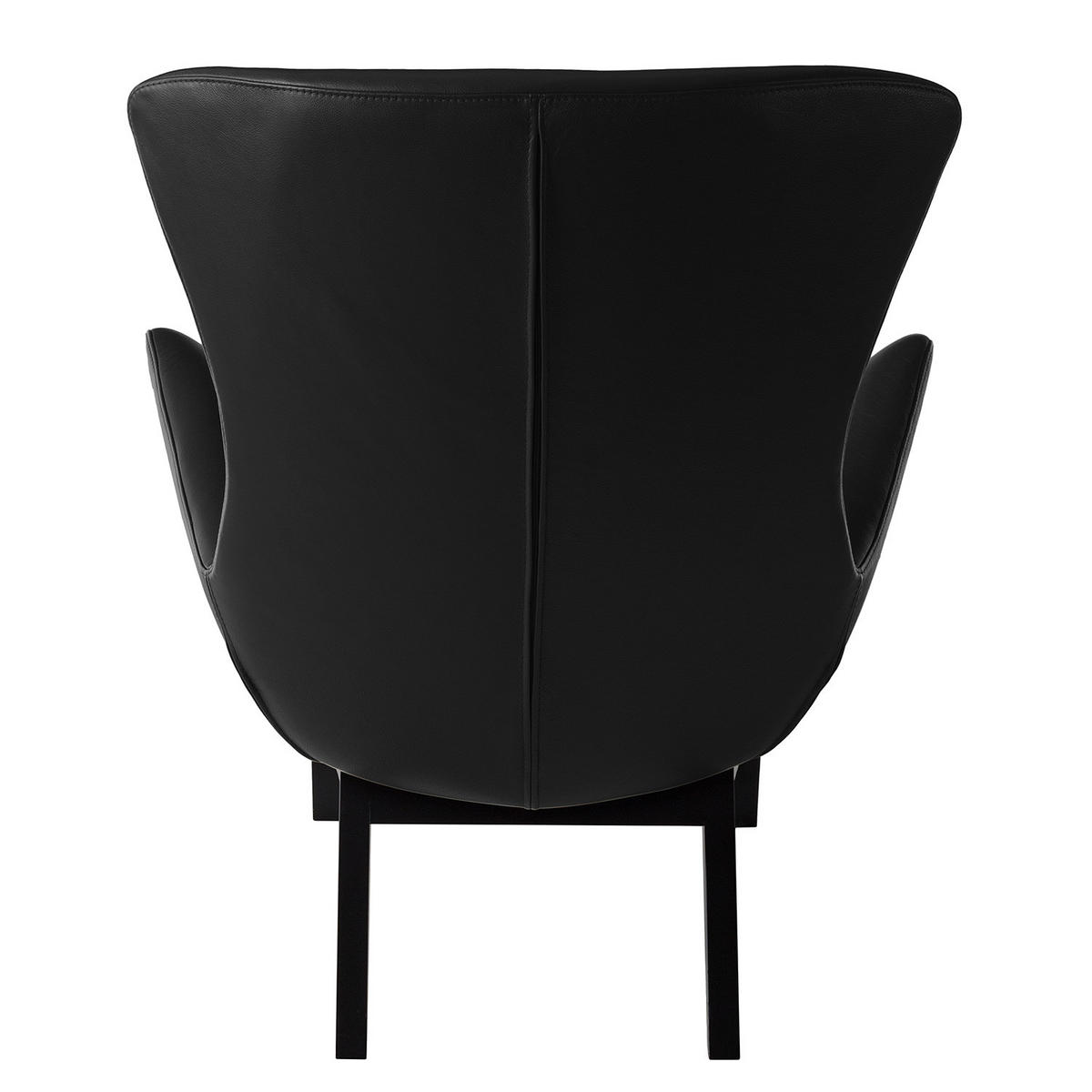 SESSEL mit Holzfüßen - Schwarz, Leder/Birkenholz (84/99/96cm) - home24