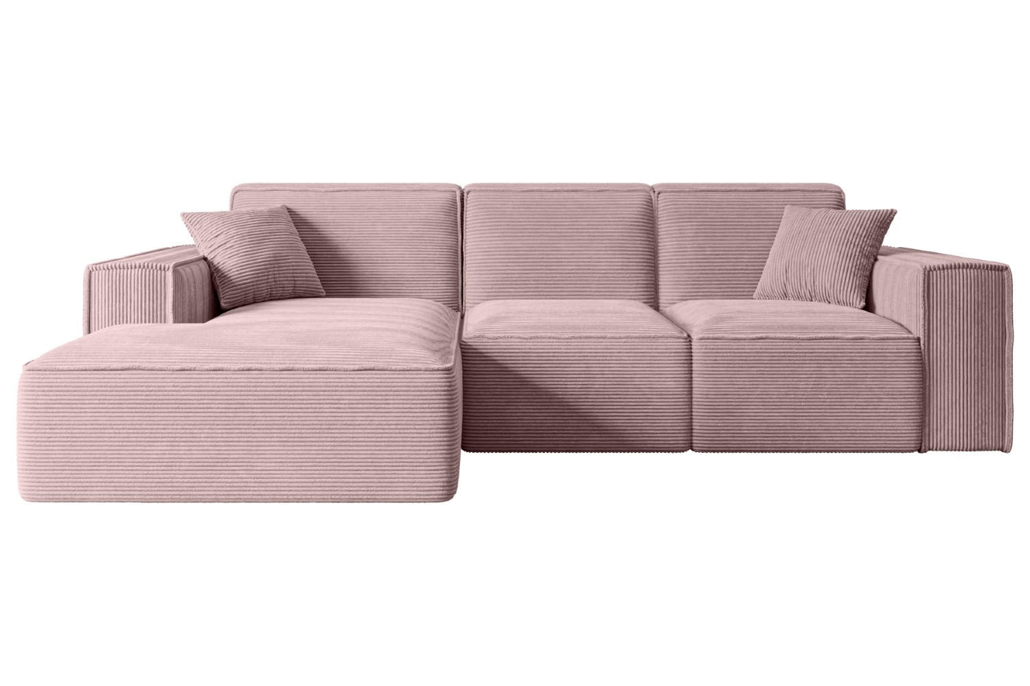 ALTDECOR ROHOVÁ SEDACÍ SOUPRAVA s otomanem vlevo SERRA-L – 266 x 169 x 80 cm, růžový manšestr