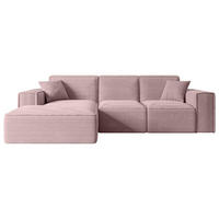 ECKSOFA Ottomane Links SERRA-L - 266x165x73 cm Rosa Cord - Schwarz/Rosa, Holzwerkstoff/Kunststoff (165/266cm) - ALTDECOR