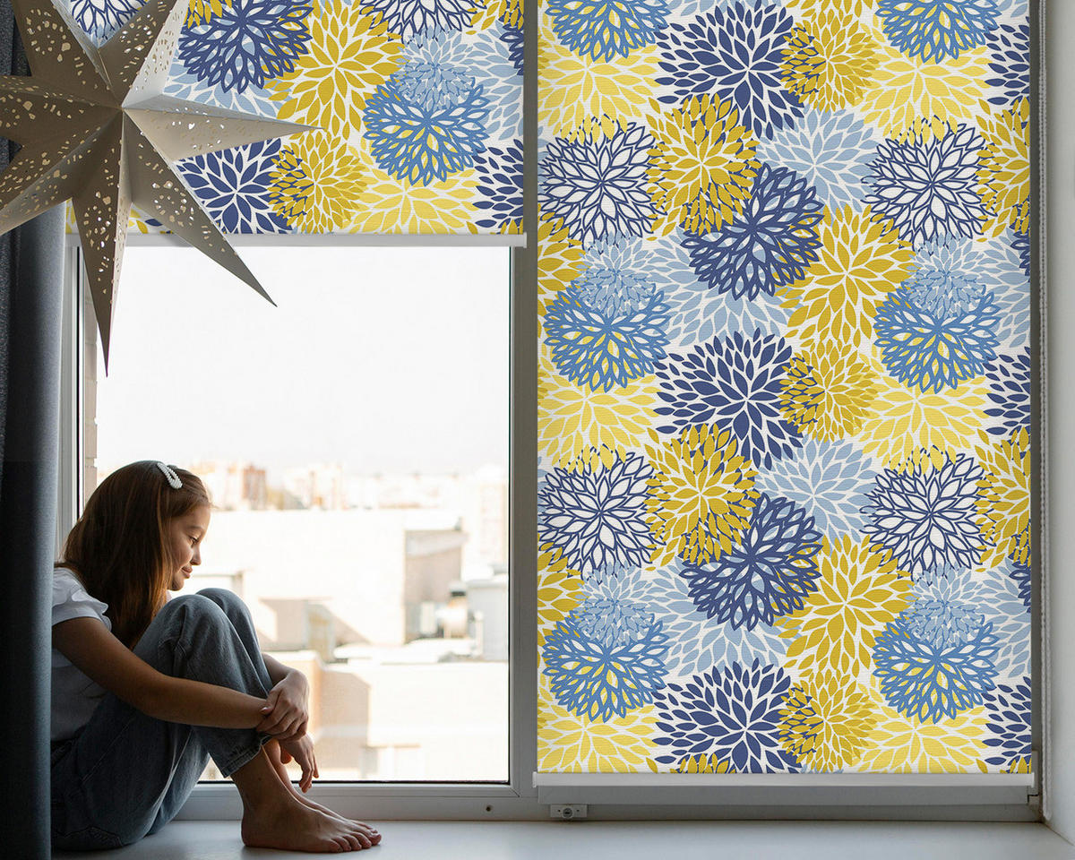 VNÚTORNÁ roleta - okenná roleta - roleta - 100x140 cm - Maľované rastliny - žltá, plast (100/140/0.5cm) - TULUP