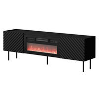 TV-LOWBOARD Lucca 180 2D mit Elektrische Kamin - Schwarz, Holz/Holzwerkstoff (181/59/40cm) - MIRJAN24