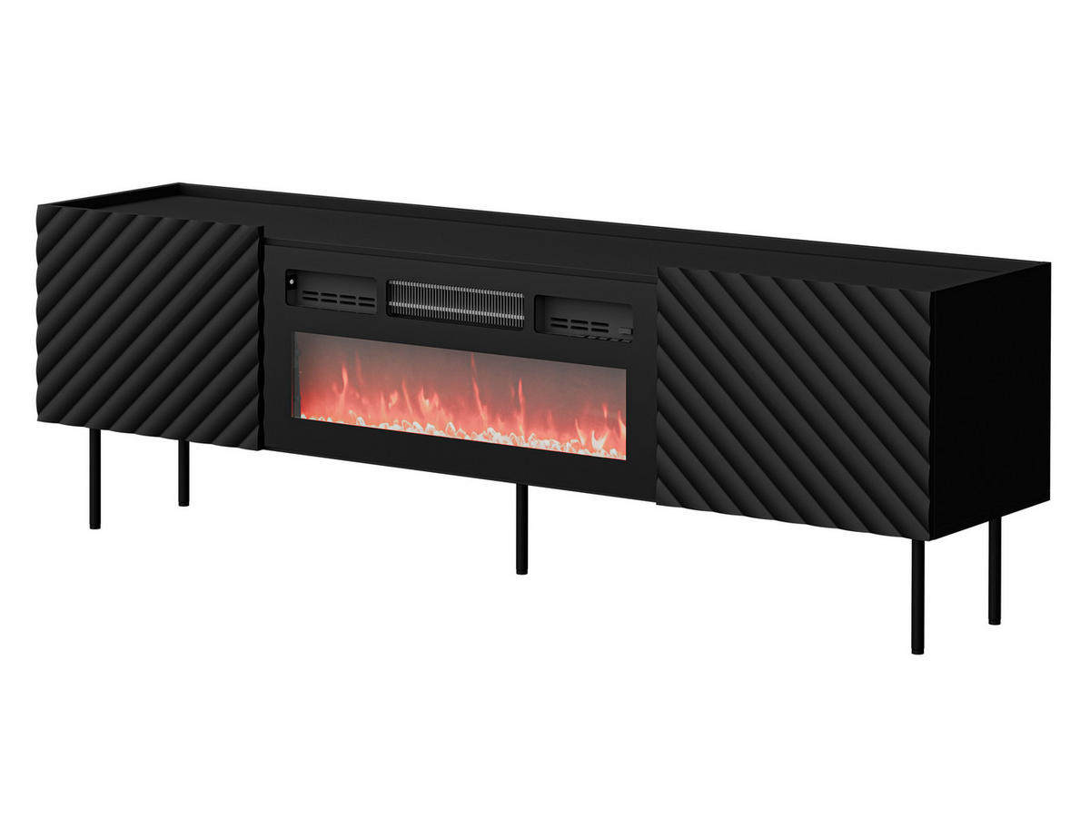 TV-LOWBOARD Lucca 180 2D mit Elektrische Kamin - Schwarz, Holz/Holzwerkstoff (181/59/40cm) - MIRJAN24