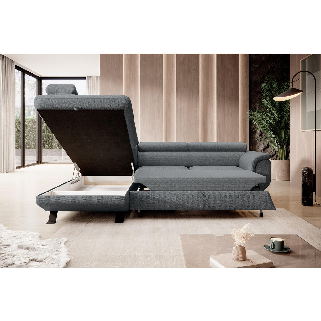 Thumbnail - DomoHome Ecksofa, Grau, Textil, Rechteckig, 256x198 cm, Wohnzimmer, Sofas & Couches, Wohnlandschaften, Ecksofas