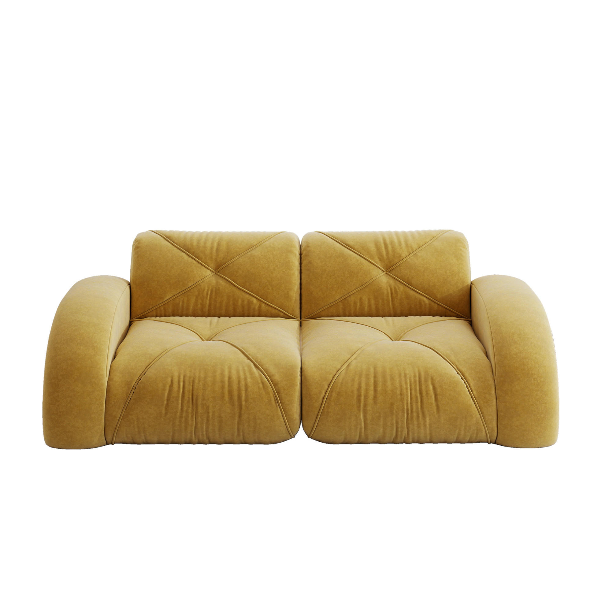 MODULSOFA 2-Sitzer aus Chenille mit rahmenlosem Design Gelb - Gelb, Textil (95/76/204cm) - Modenvie