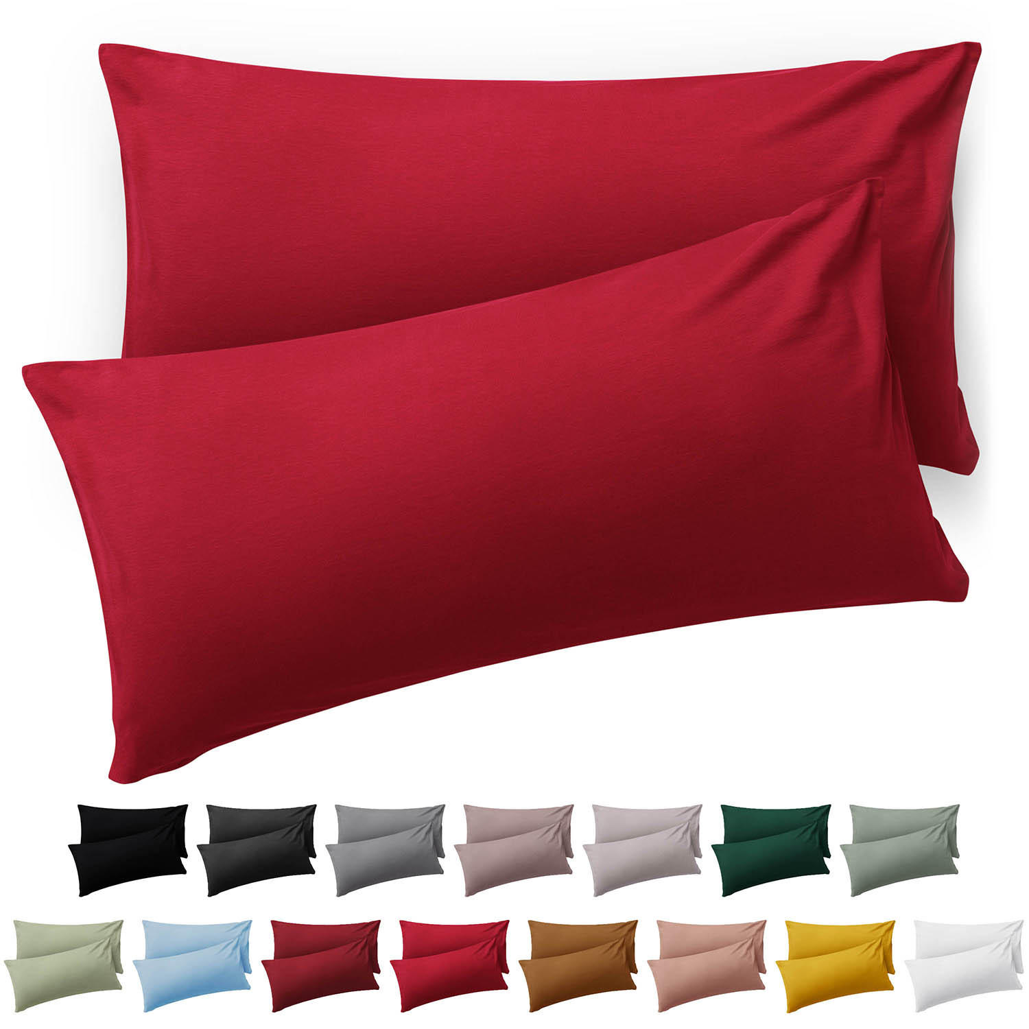 KISSENBEZUG Ellen 50/80 cm, 2er-Set, Rot - Rot, Textil (80/50cm) - Blumtal