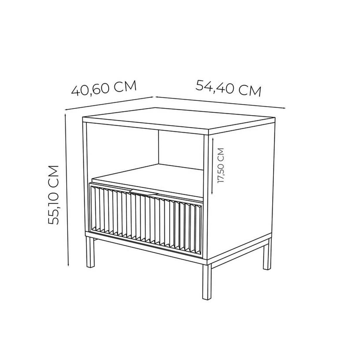 NACHTSCHRANK WAVE 54/40/55 cm Indigo - Schwarz/Dunkelblau, Holzwerkstoff/Metall (54.4/55.1/40.6cm) - Idohome