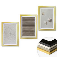 WANDBILDER 3er Set - 20x30 cm Goldrahmen - Natürliche Texturen Holz Stein - Goldfarben, Kunststoff (20/30cm) - ArtPrintCave