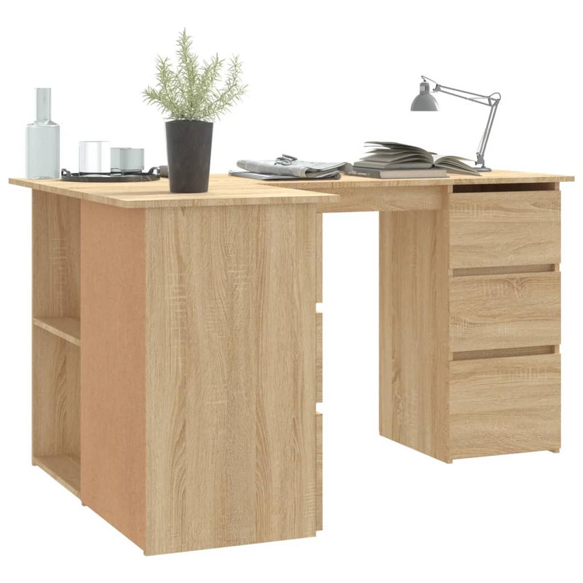 ECKSCHREIBTISCH Sonoma-Eiche 145x100x76 cm Holzwerkstoff - Braun, Holzwerkstoff (145/100/76cm) - furnicato