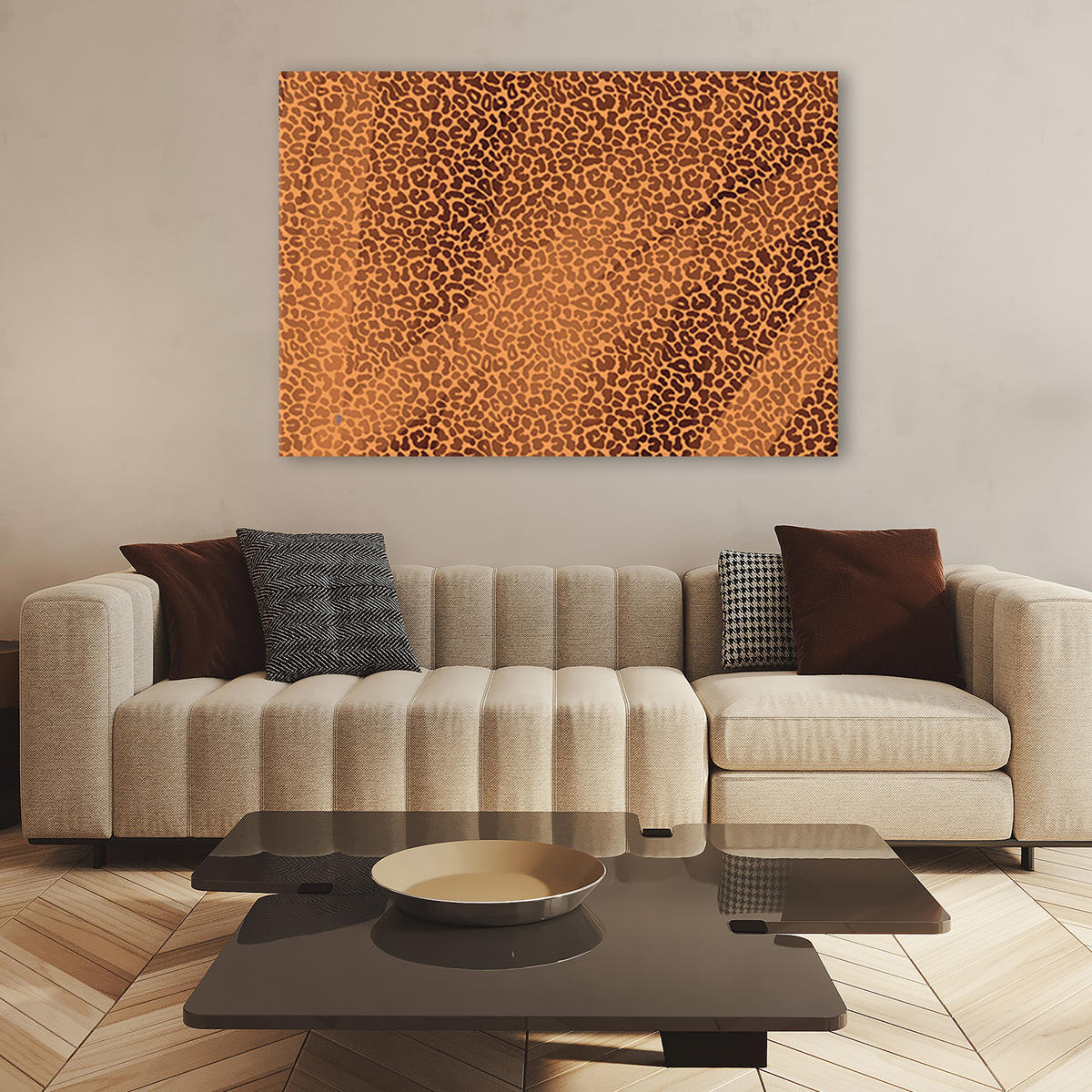 WANDBILD leopard leopard pelfpatches muster - Orange, Textil (60/40cm) - Feeby