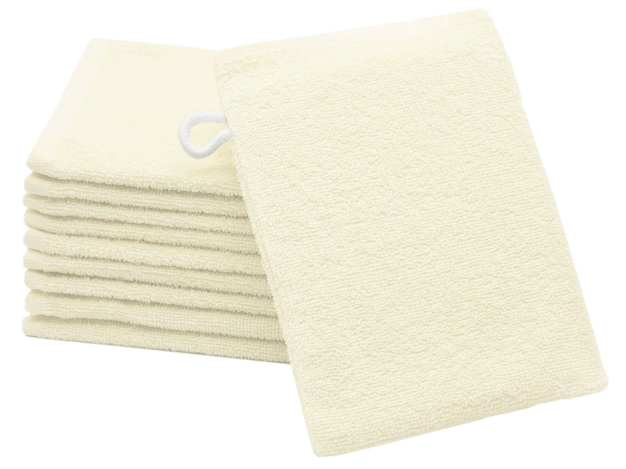 WASCHHANDSCHUH, 10er-Set, 16x21 cm, 100% Baumwolle, Weiß - Creme, Textil (16/21cm) - Zollner