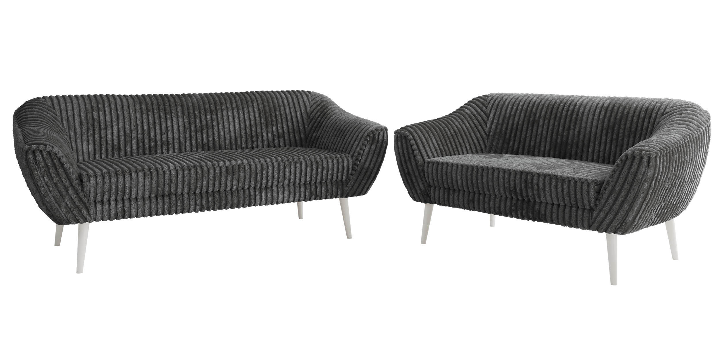 SEDACÍ SOUPRAVA 3+2 PIRS - Šedá Manšestr - Bílé nohy - šedá/bílá, kompozitní dřevo/textil (180/75/74cm) - MKS