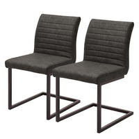 FREISCHWINGER - 2er-Set - Vintage Kunstleder - Schwarz/Grau, Kunststoff/Metall (47/86/63cm) - home24