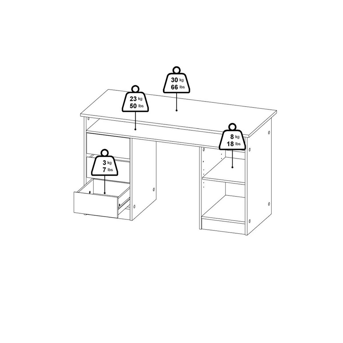 SCHREIBTISCH, FunctionPlus, Eiche, Holzwerkstoff, 126 x 55 x 76 cm - Eichefarben, Holzwerkstoff (55/126/76cm) - ebuy24