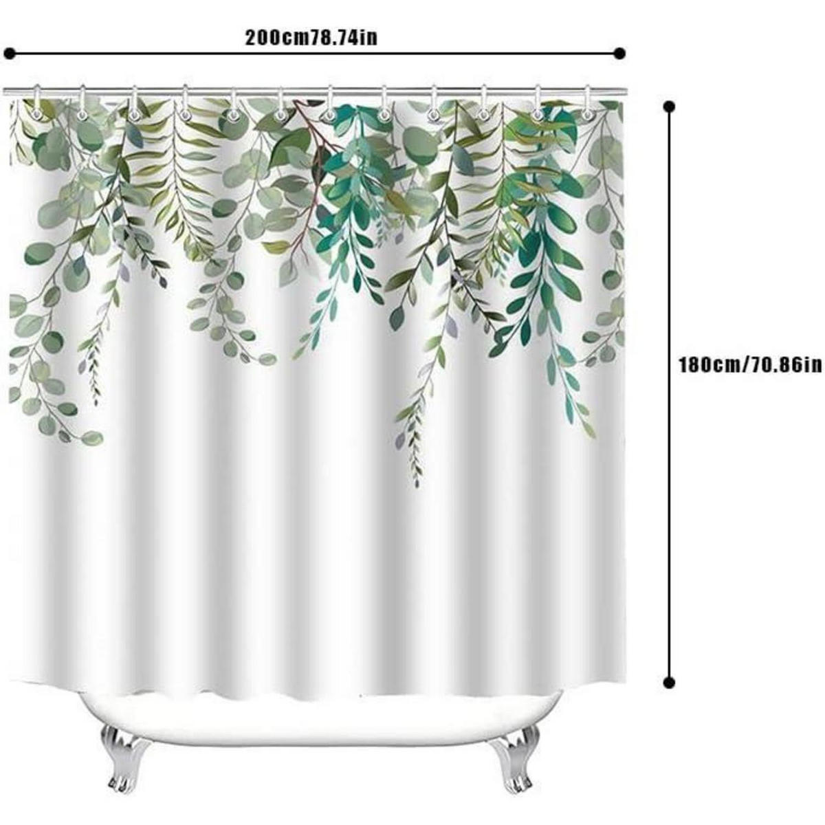 DUSCHVORHANG 180 x 180 cm Grün Blätter Blumen Wasserdicht Polyester - Grün, Textil (180/180cm)
