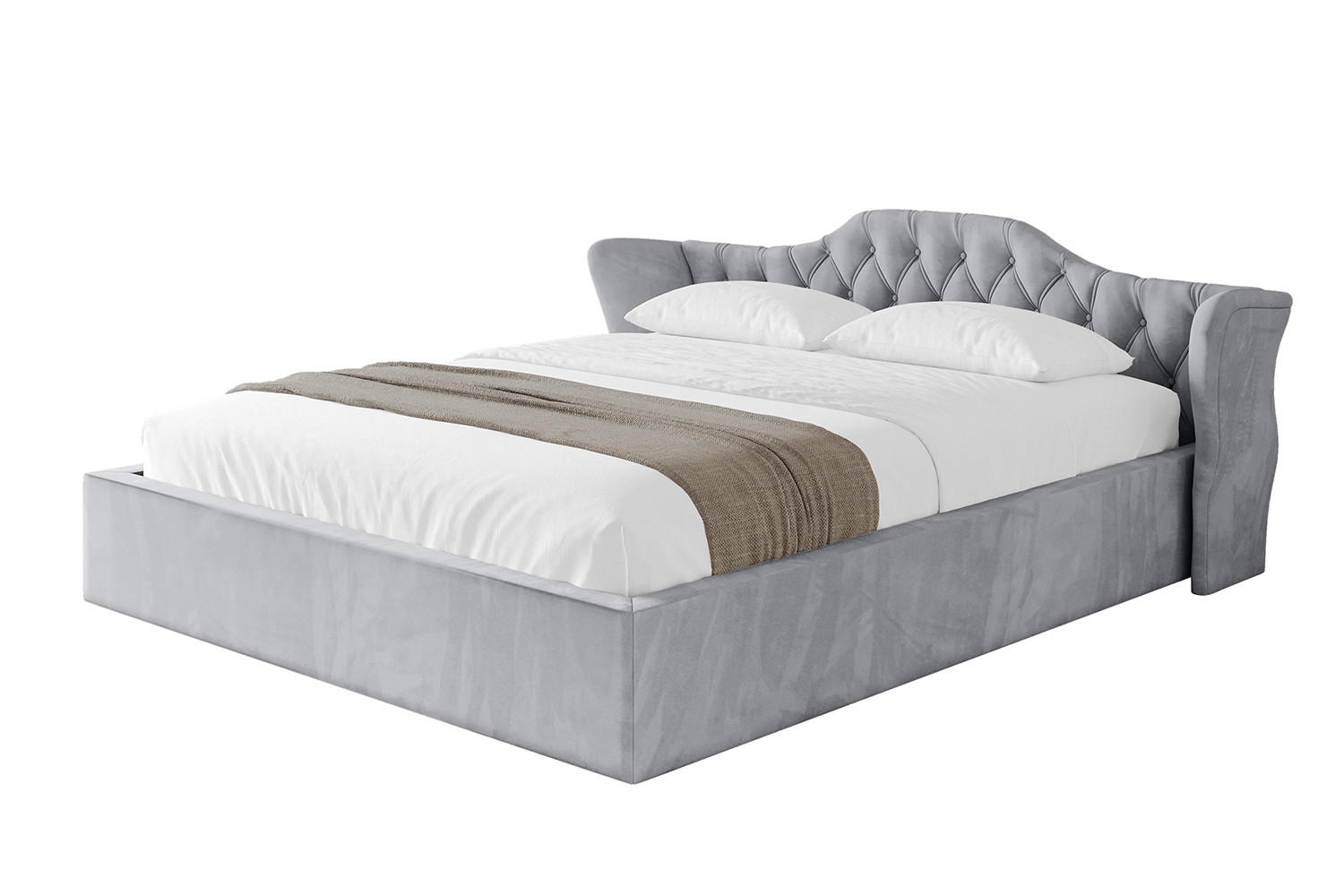 POLSTERBETT mit Bettkasten und Lattenrost, Boxbett ohne Matratze - ZORAN-V1 120x200 Hellgrau - Hellgrau, Holzwerkstoff/Textil (120/200cm) - ALTDECOR