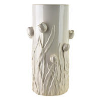 VASE EVAM 22/21/40cm Keramik Ecru - Beige, Keramik (40cm) - Mondex