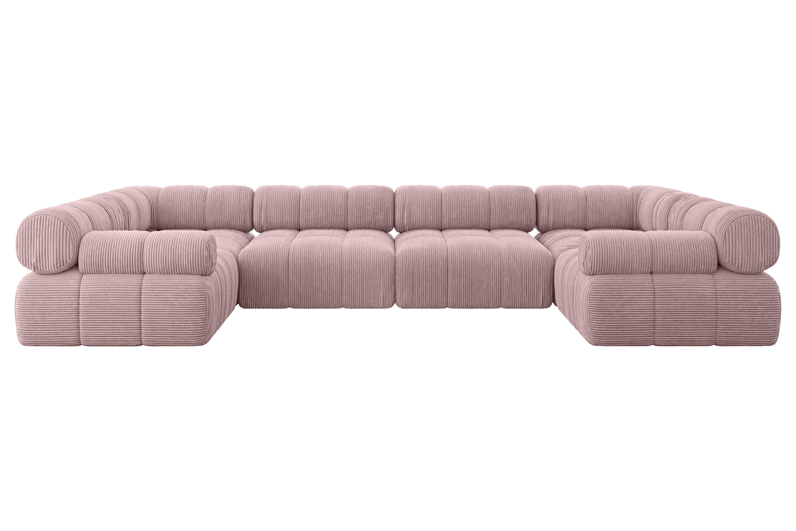 WOHNLANDSCHAFT modulares Sofa Birno-U2 - 380x190x70 cm Rosa Cord - Rosa, Holzwerkstoff/Textil (380/70/190cm) - ALTDECOR