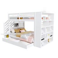 ETAGENBETT 90/200 cm in Weiß mit Sicherheitstreppe und Stauraum - Weiß, Holz (90/200cm) - OKMYHOME