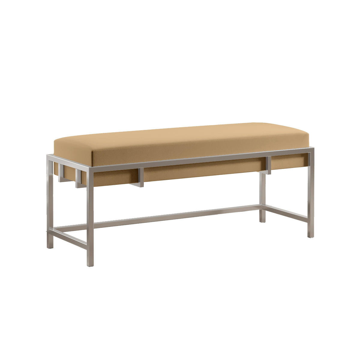 POLSTERBANK LAMO 100 Dunkelbeige, Chromgestell - Chromfarben/Beige, Textil/Metall (100/45/35cm) - Bettso