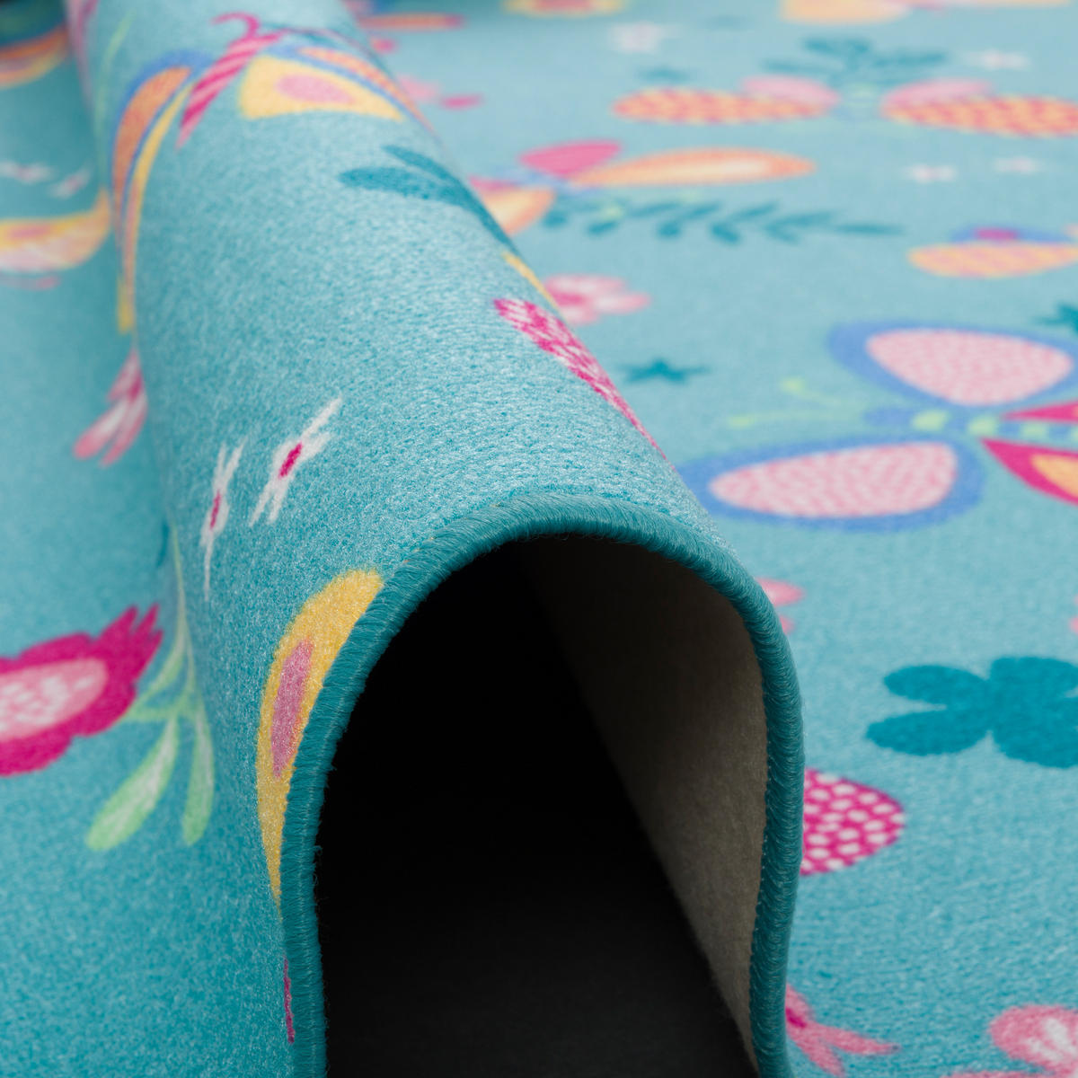 KINDER SPIEL TEPPICH SCHMETTERLING RUND - Türkis, Textil (133/133cm) - Snapstyle