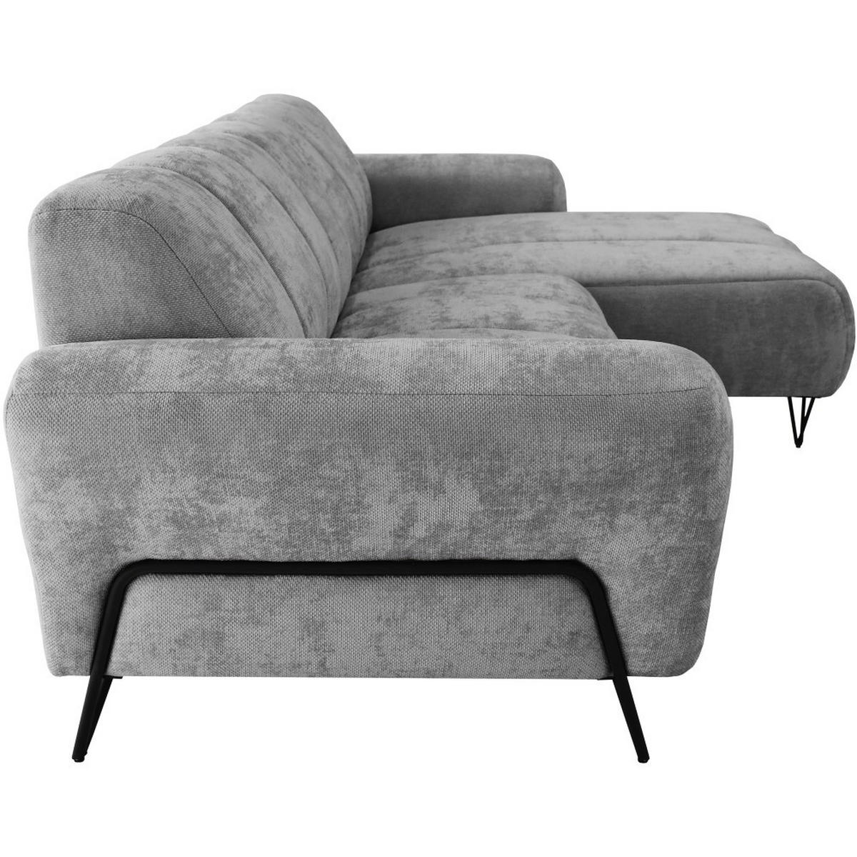 ECKSOFA Volare Mini ohne Schlaffunktion grau rechts, Vega-Stoff - Schwarz/Grau, Textil/Metall (256/165cm) - Beautysofa