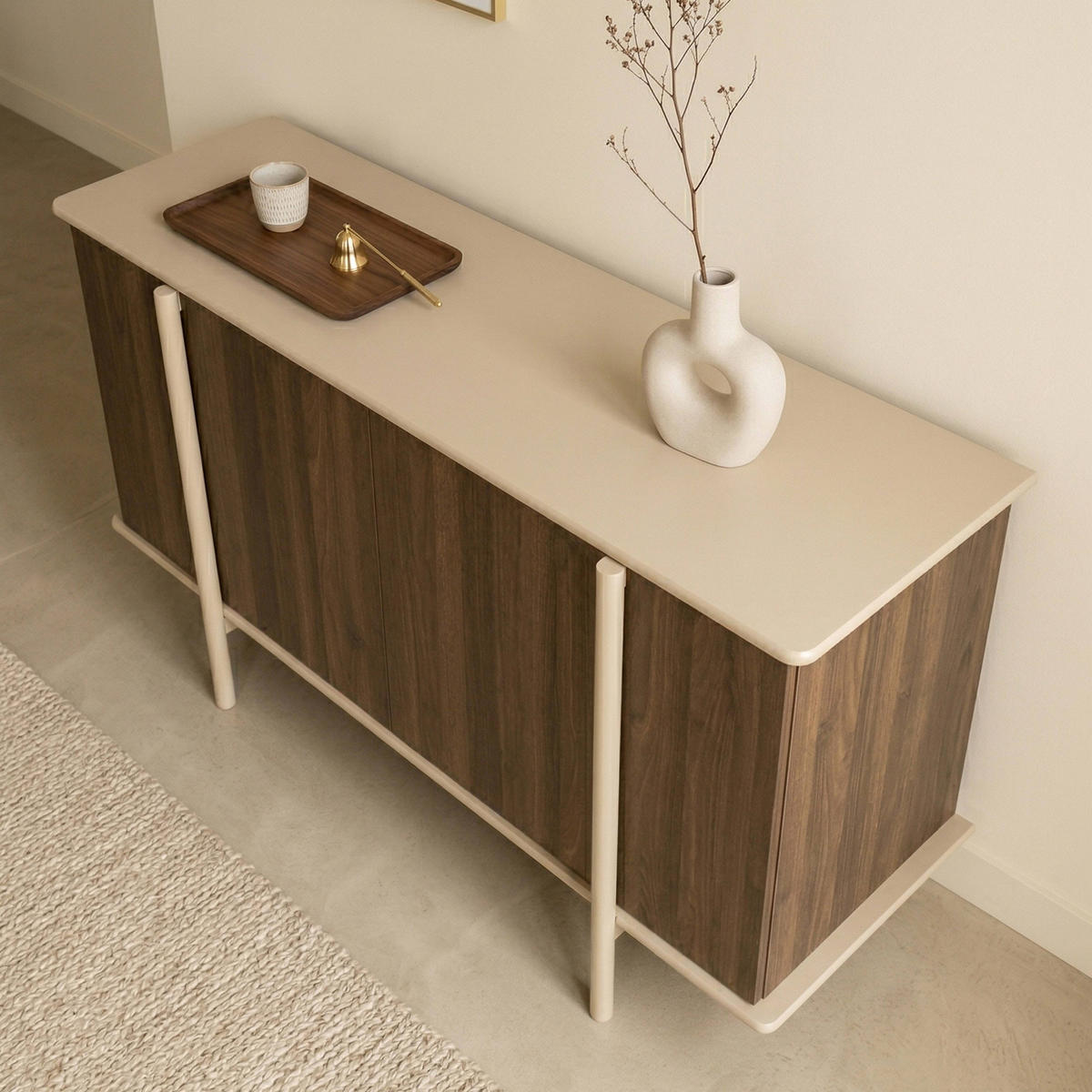 SIDEBOARD mit 4 Türen, taupe - Taupe, Holz (180/75/40cm) - Oviala