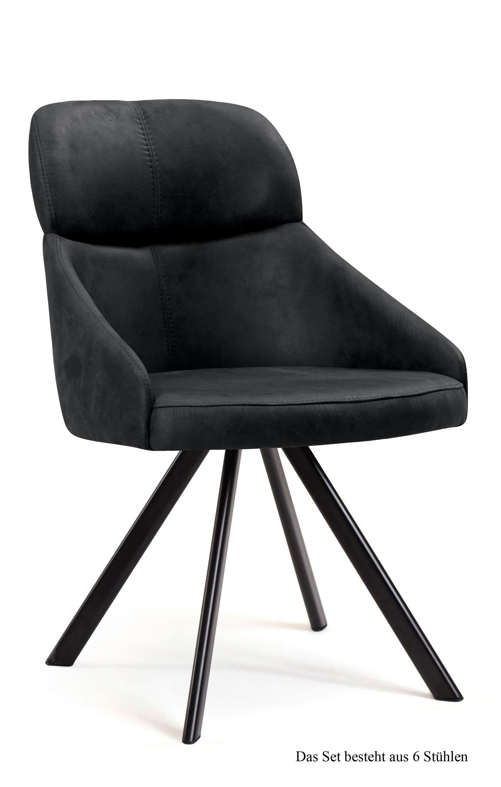 ESSZIMMERSTUHL drehbar (6er-Set) Diann 52x82x63 Schwarz/Anthrazit - Anthrazit/Schwarz, Kunststoff (63/82/52cm) - 58aufmkessel