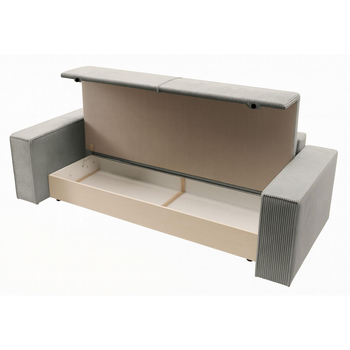 SCHLAFSOFA Farese Cremeweiß Cordbezug - Creme/Schwarz, Kunststoff/Textil (257/85/102cm) - Selsey