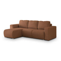 ECKSOFA RINOVA Kupferfarben Geflochtener Stoff mit Schlaffunktion - Kupferfarben, Holz (250/143cm) - MASSENO