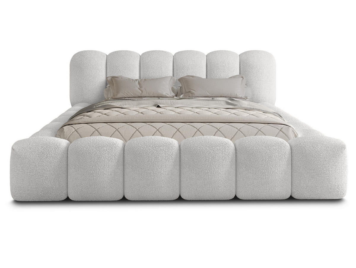 POLSTERBETT Milia 2 Off-White 180/200 cm Boucle mit Bettkasten - Weiß, Textil/Metall (180/200cm) - wonello