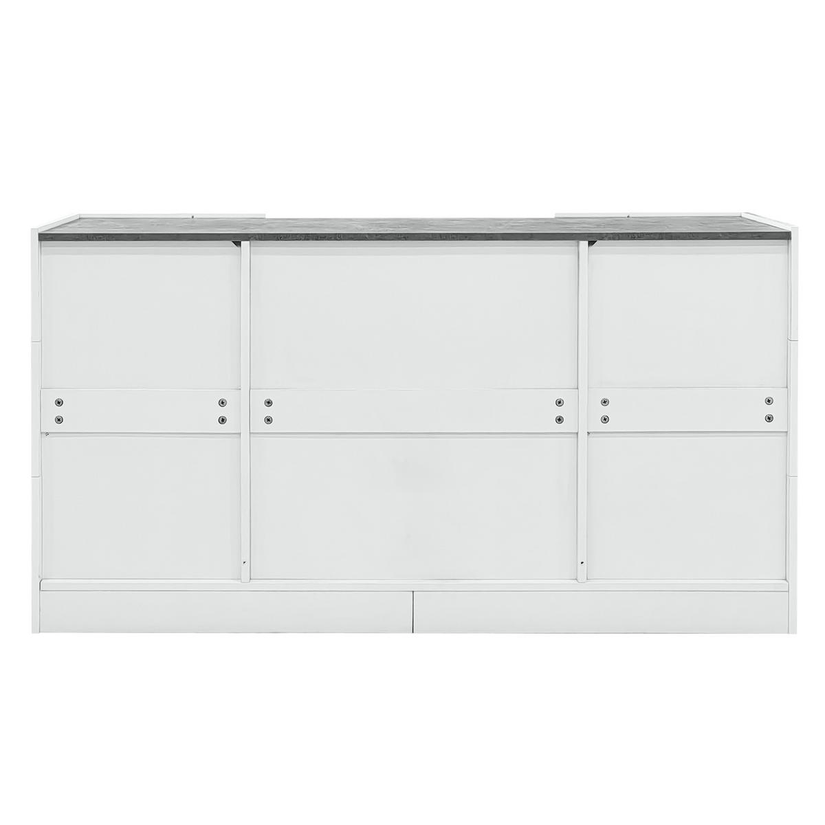 SIDEBOARD 140cm Hochglanz Weiß Marmor LED 2 Türen 3 Schubladen - Multicolor, Holzwerkstoff (35/75/140cm) - FLIEKS