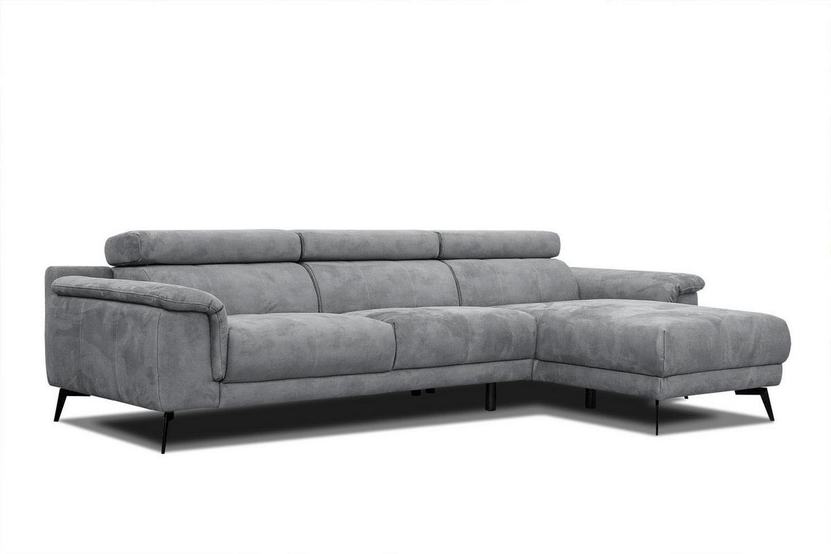 ECKSOFA FIERO 4-Sitzer, grau - Dunkelgrau/Schwarz, Holzwerkstoff/Textil (288/170cm) - Courtois Laville