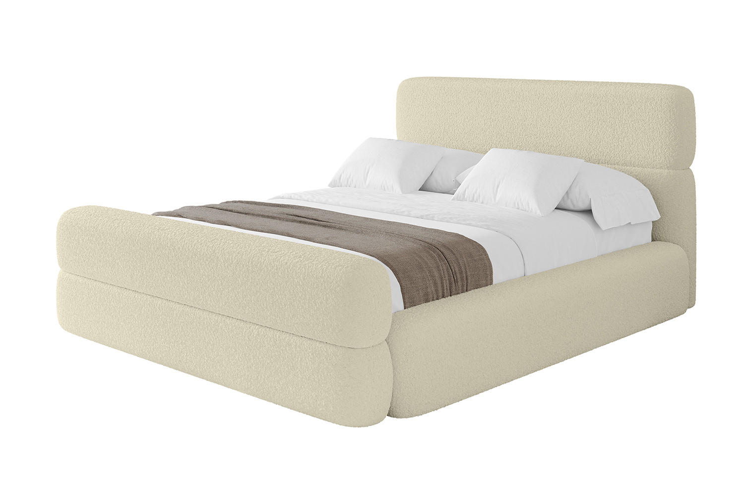 POLSTERBETT mit Bettkasten, Fußteil und Lattenrost, Boxbett mit Matratze H3/H4 - ENORA-Z 180x200 Beige - Taupe, Holzwerkstoff/Textil (180/200cm) - ALTDECOR