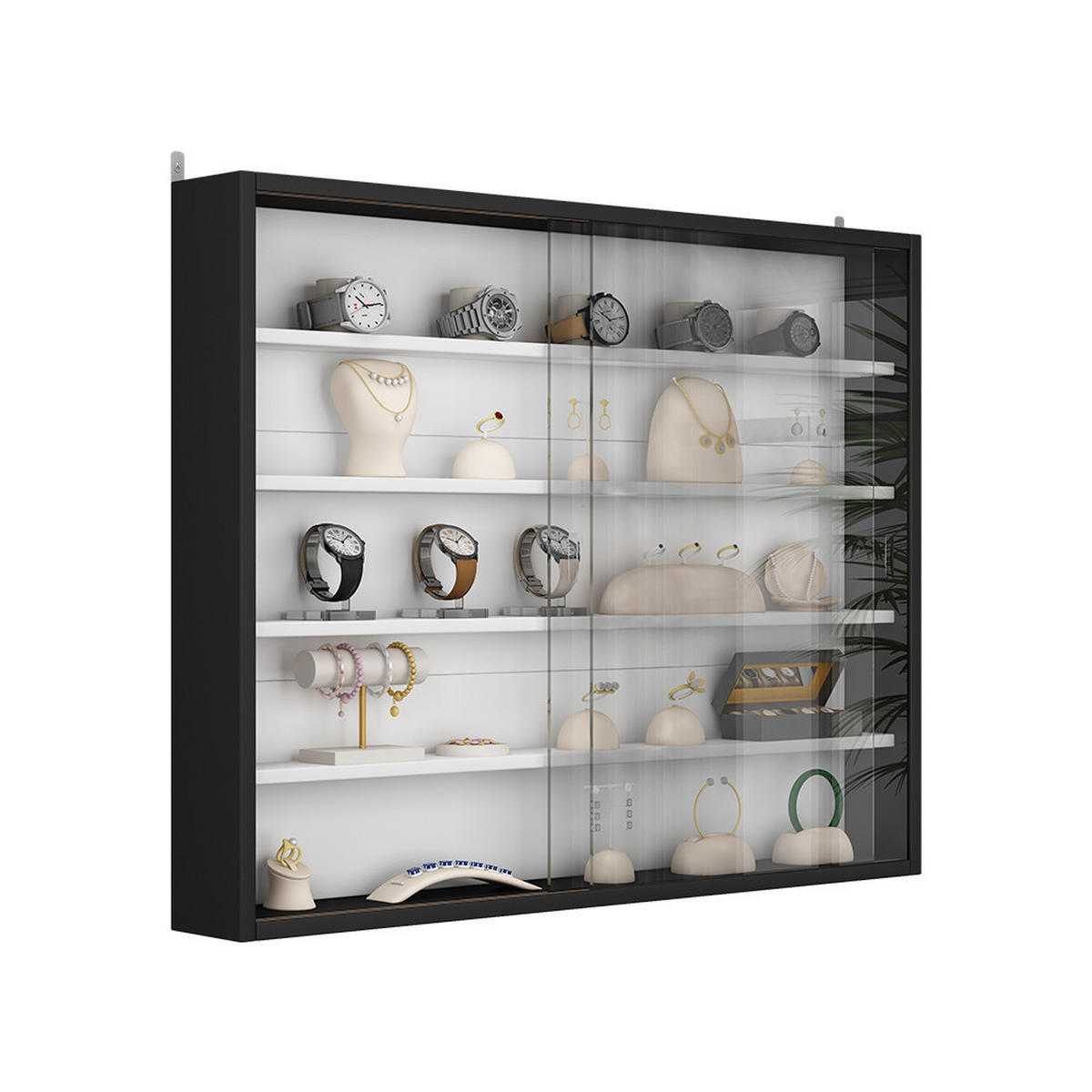NÁSTĚNNÁ VITRÍNA Showla Černá/bílá - bílá/černá, kompozitní dřevo (80/60/10cm) - Vicco