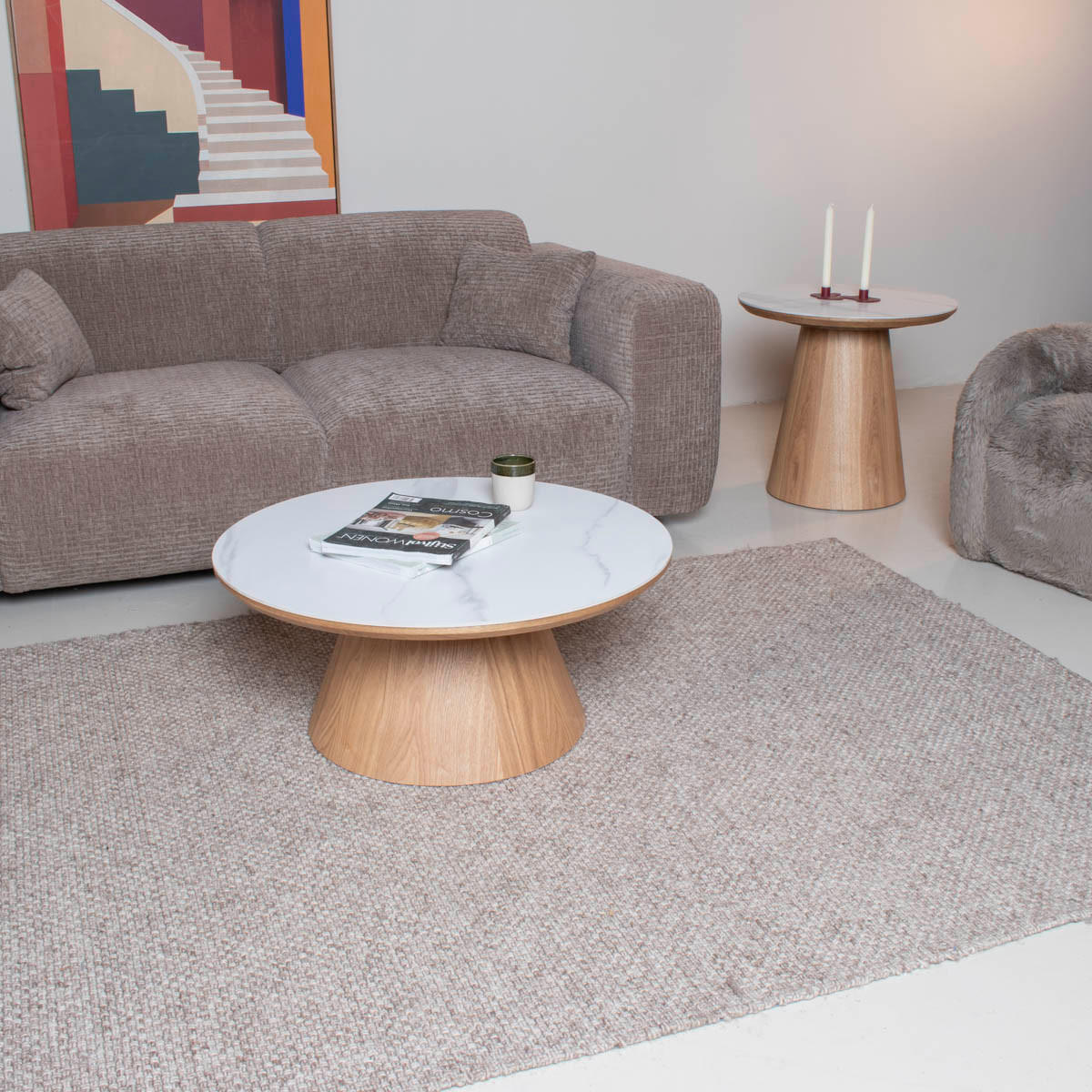 COUCHTISCH aus Keramik 80x80x35cm, natur - Braun, Holz (80/80/35cm) - Giga Meubel