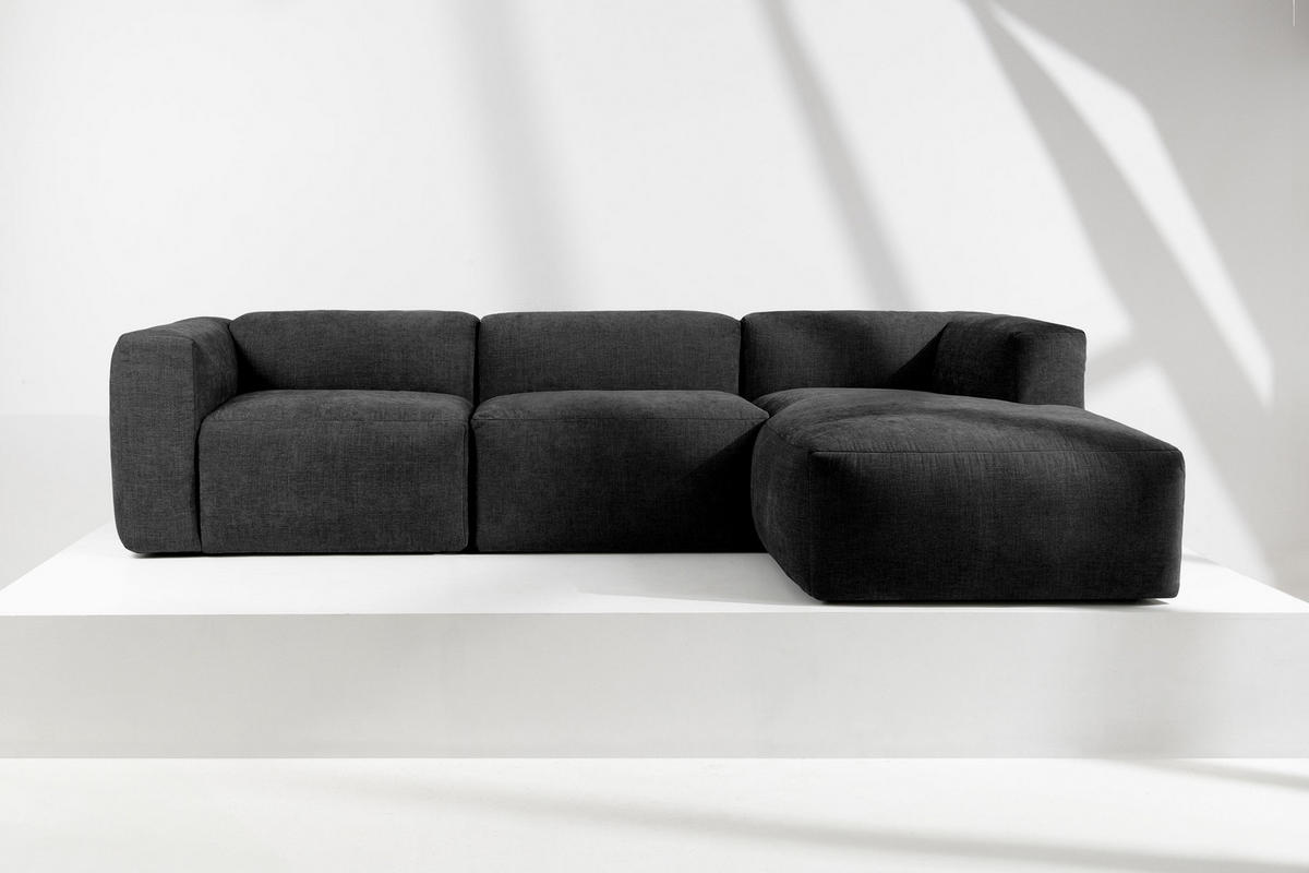 ECKMODULSOFA-RECHTS BUFFO mit extrem weicher und bequemer Sitzfläche, Gewebestoff, graphit - Graphitfarben, Textil (297/180cm) - KONSIMO®
