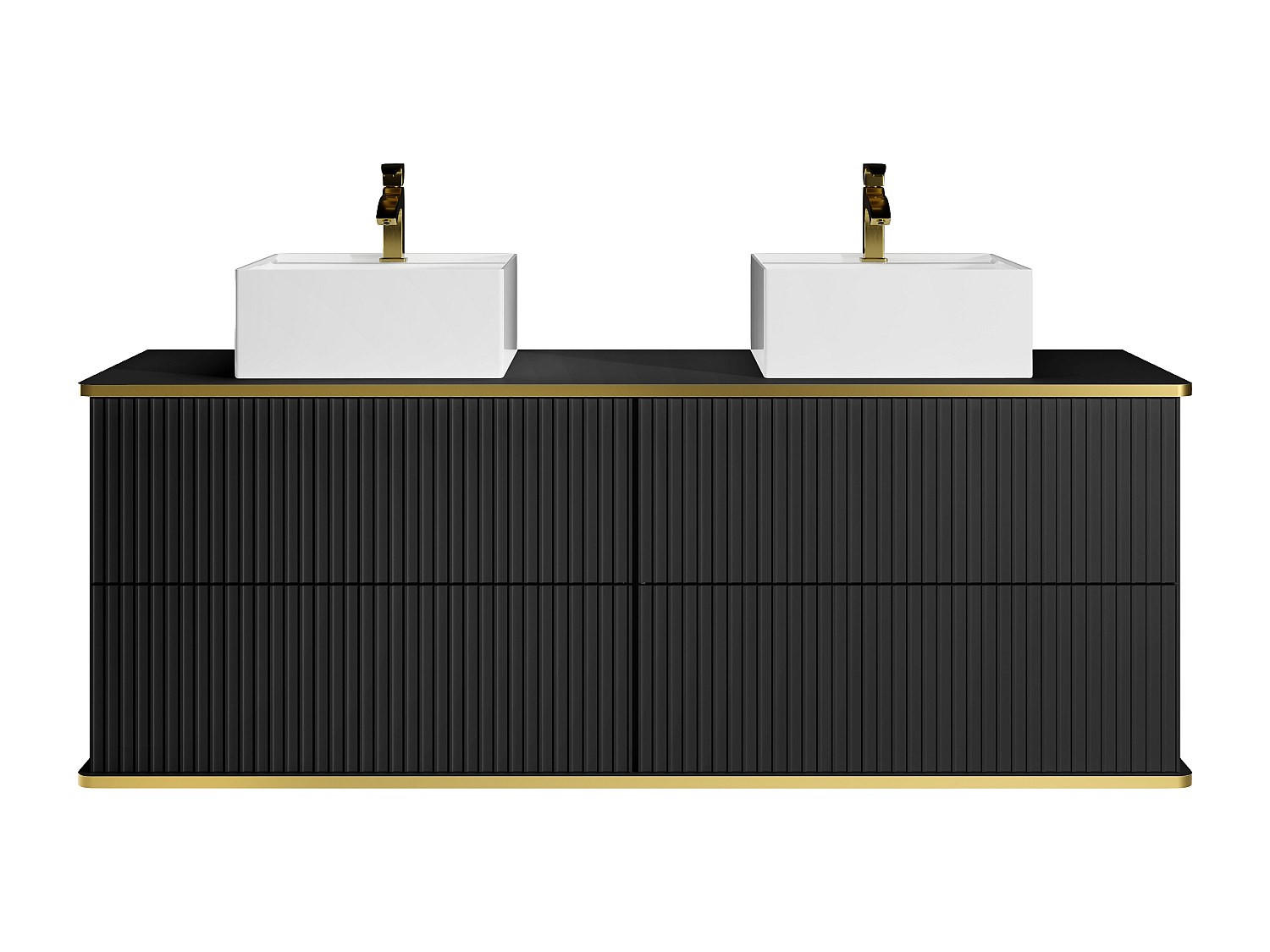 DOPPELWASCHTISCH - 150 cm x 47 cm - Holz, Platte - Schwarz - KELIZA - Schwarz, Holz (150/54/47cm) - Vente-Unique