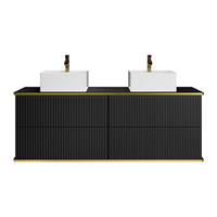 DOPPELWASCHTISCH - 150 cm x 47 cm - Holz, Platte - Schwarz - KELIZA - Schwarz, Holz (150/54/47cm) - Vente-Unique