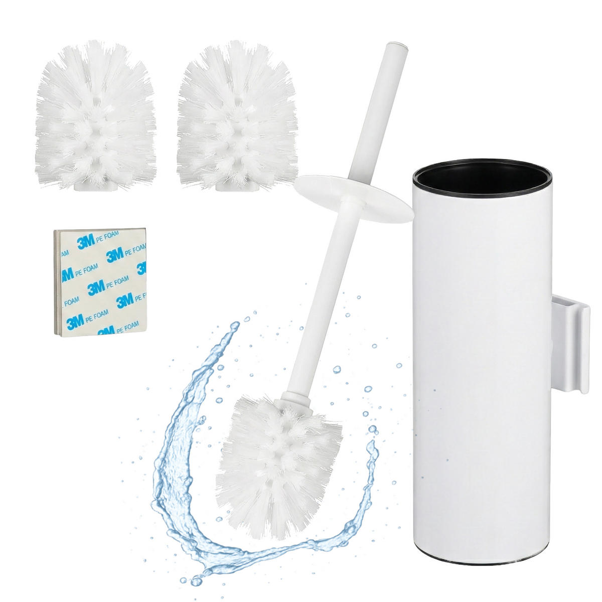 TOALETNÍ štětka - bílá, kov/plast (9/36.5/11cm) - Relaxdays