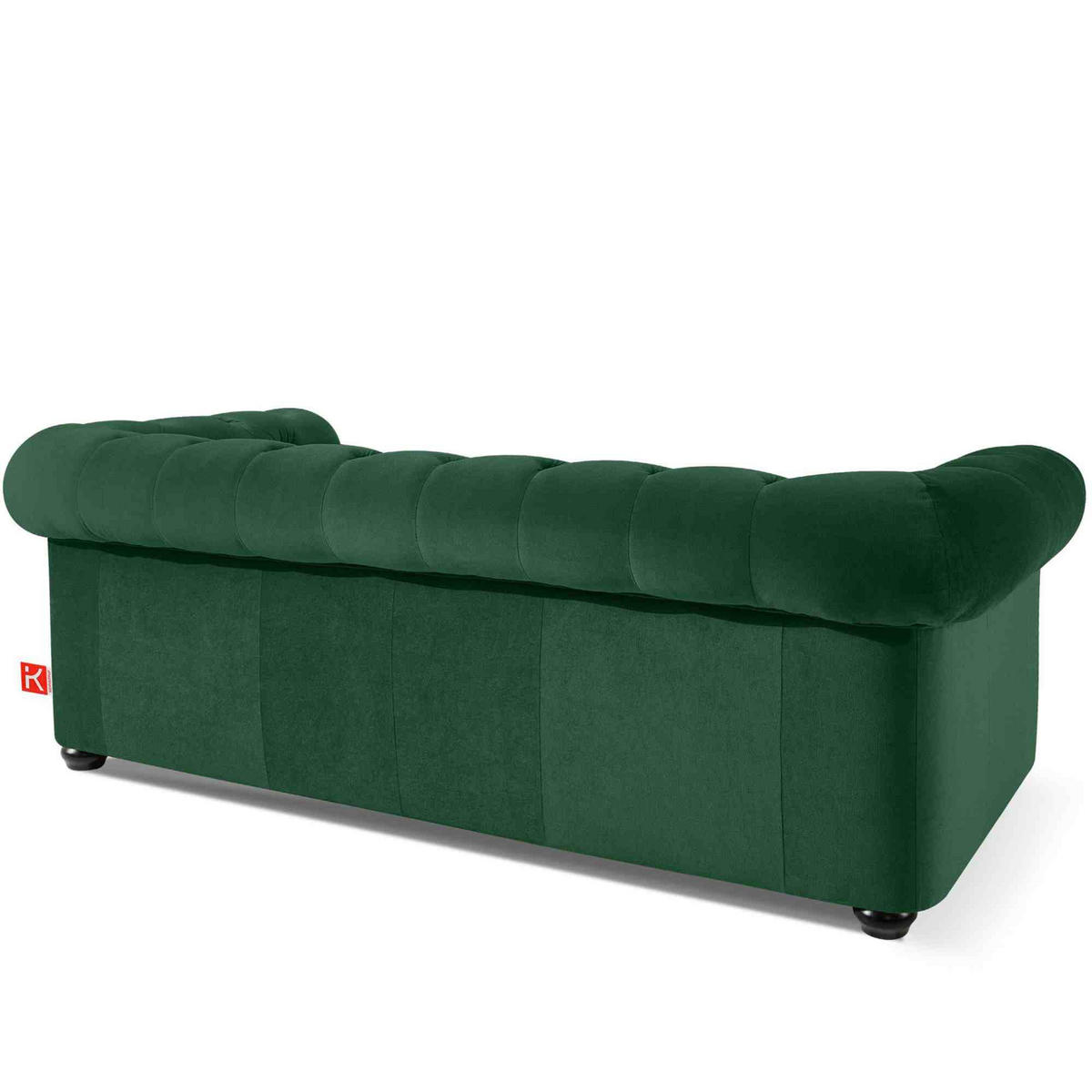 3-SITZER-SOFA GRAVO Chesterfield, Velours - Wengefarben/Dunkelgrün, Leder/Holz (202/72/95cm) - KONSIMO®