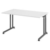 SCHREIBTISCH Serie-Z 80/140/74 cm in Weiß/Graphitfarben - Graphitfarben/Weiß, Holzwerkstoff (80/140/74cm) - bümö